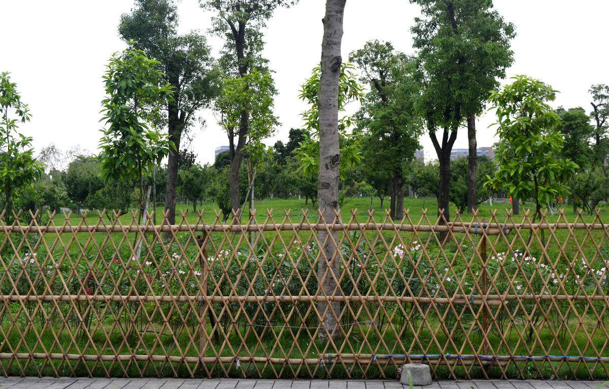 龍崗中央悅城防腐碳化竹籬笆圍欄護欄